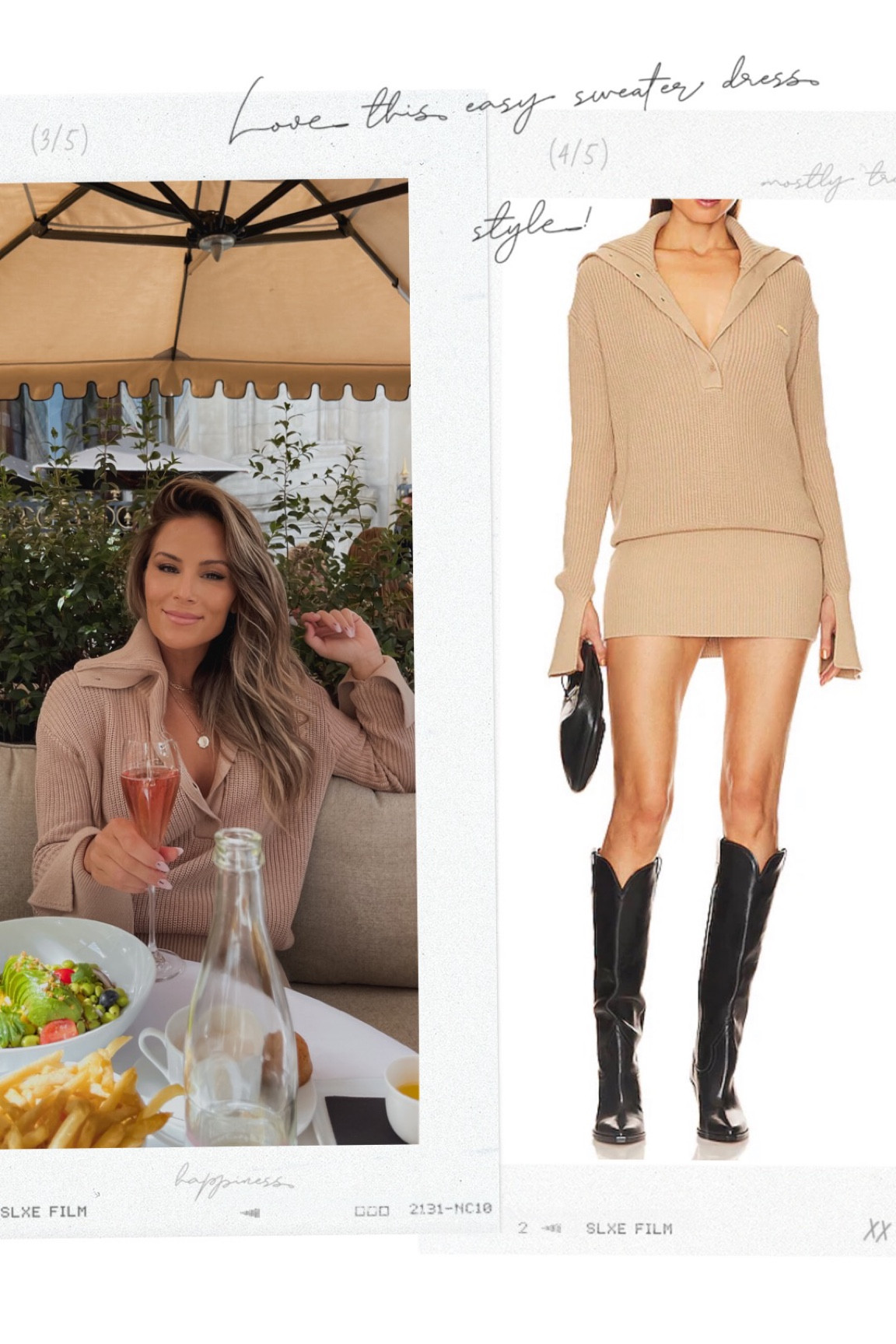 Sweater dress in xs
Boots tts 

#LTKeurope #LTKSeasonal #LTKtravel