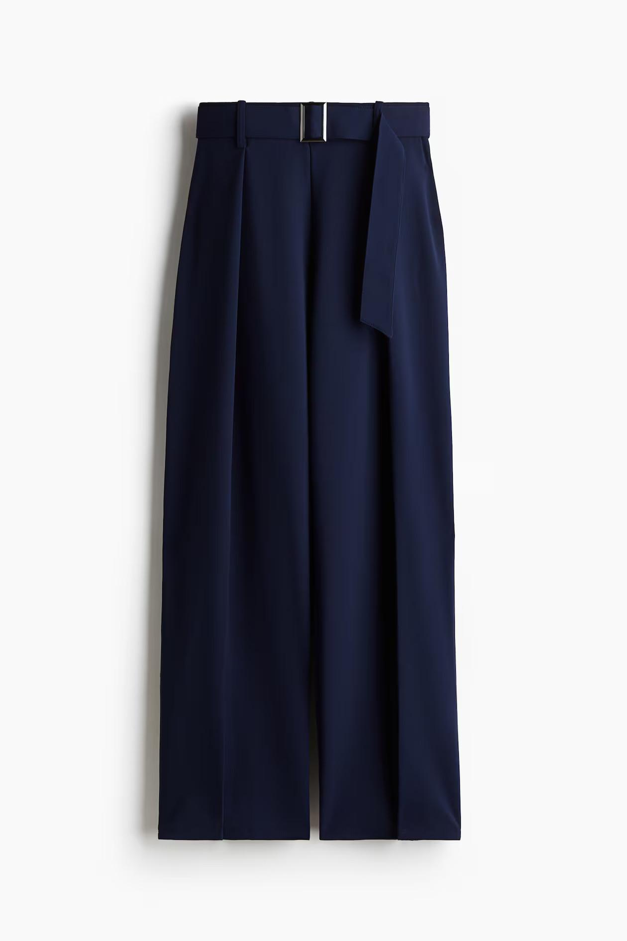Wide belt-detail trousers - Navy blue - Ladies | H&M GB | H&M (UK, MY, IN, SG, PH, TW, HK)