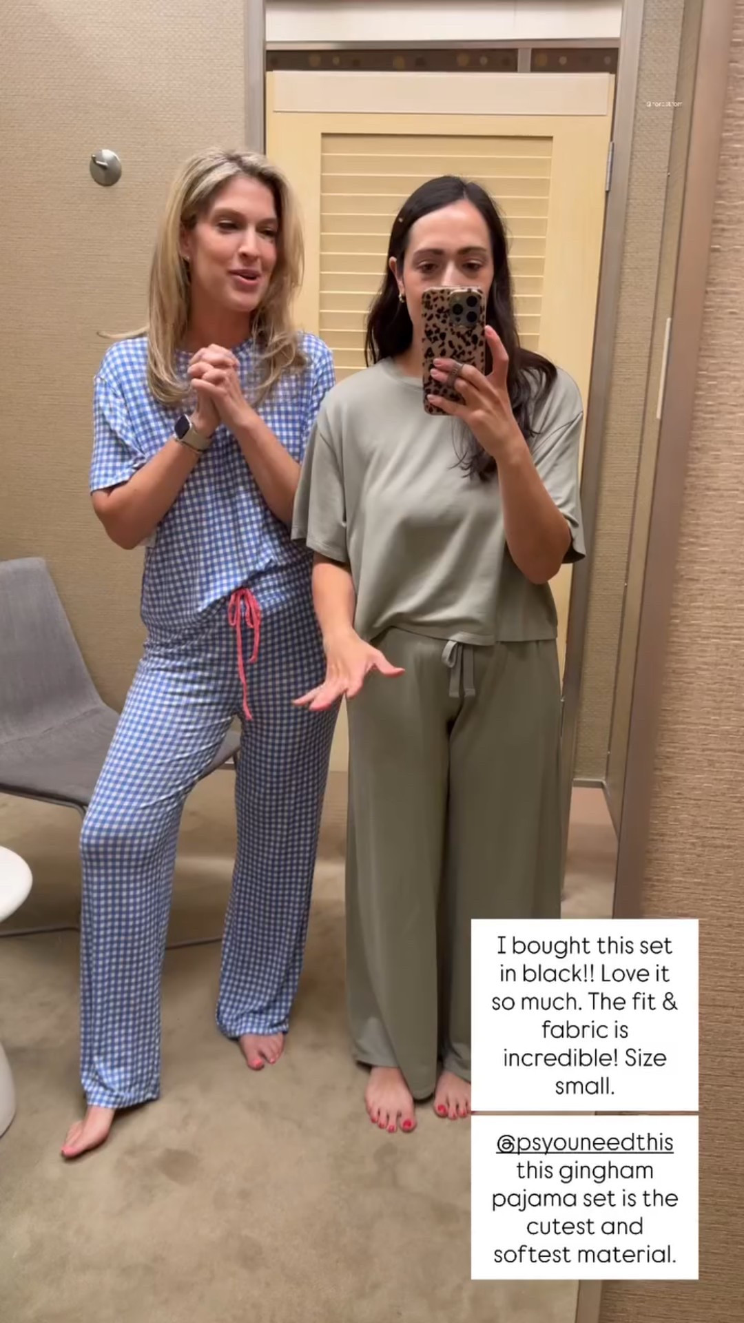 I bought this set in black!! Love it so much. The fit & fabric is incredible! Size small. 

@psyouneedthis this gingham pajama set is the cutest and softest material. @nordstrom