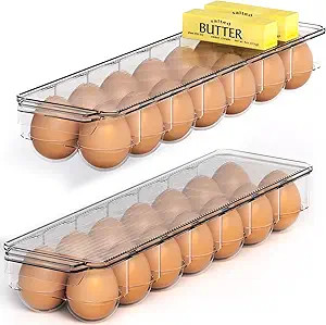 Utopia Home Egg Container For Refrigerator - 14 Egg Container With Lid & Handle, Egg Holder Stora... | Amazon (US)