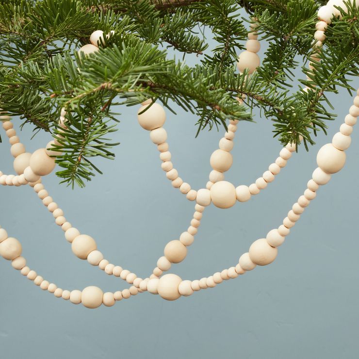 Decorative Wooden Bead Christmas Tree Garland 12ft - Hearth & Hand™ with Magnolia | Target