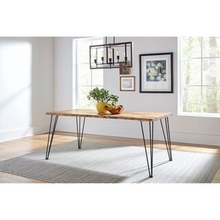 Carbon Loft Meyers Natural Acacia and Gunmetal Live Edge Dining Table - Grey - Grey - Rectangular... | Bed Bath & Beyond