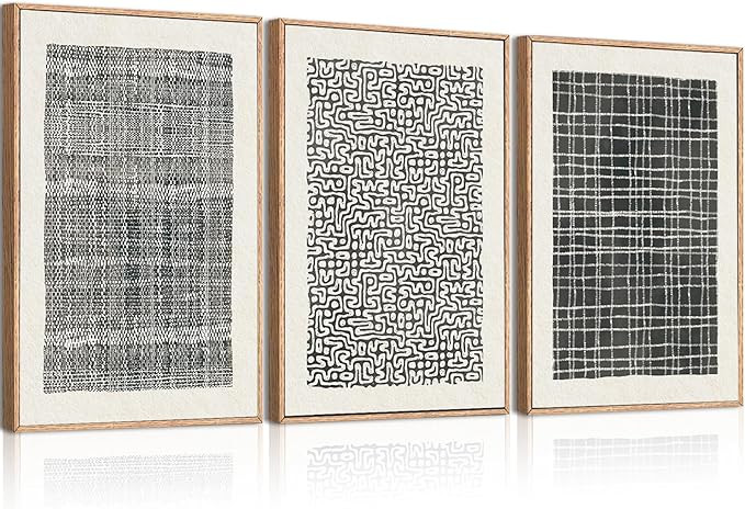 BINCUE Abstract Line Wall Art Set of 3 Modern Neutral Black Wall Decor Geometric Minimalist Artwo... | Amazon (US)
