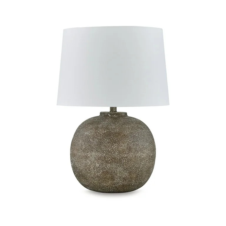 Signature Design by Ashley Neavesboro Farmhouse Metal Table Lamp with Fabric Shade, Antique Brown | Walmart (US)