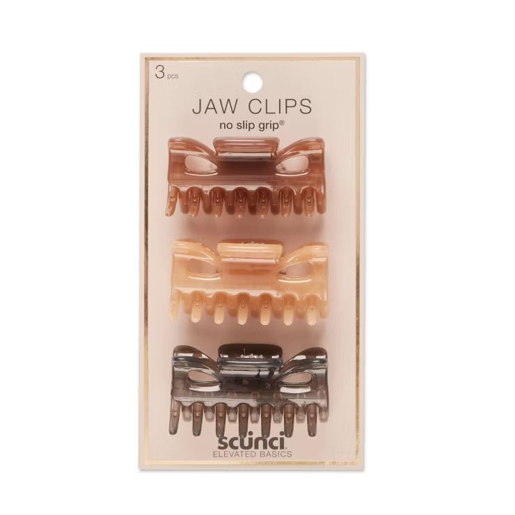 scunci Medium No Slip Grip Jaw Clips - Glossy Neutral - 3ct | Target