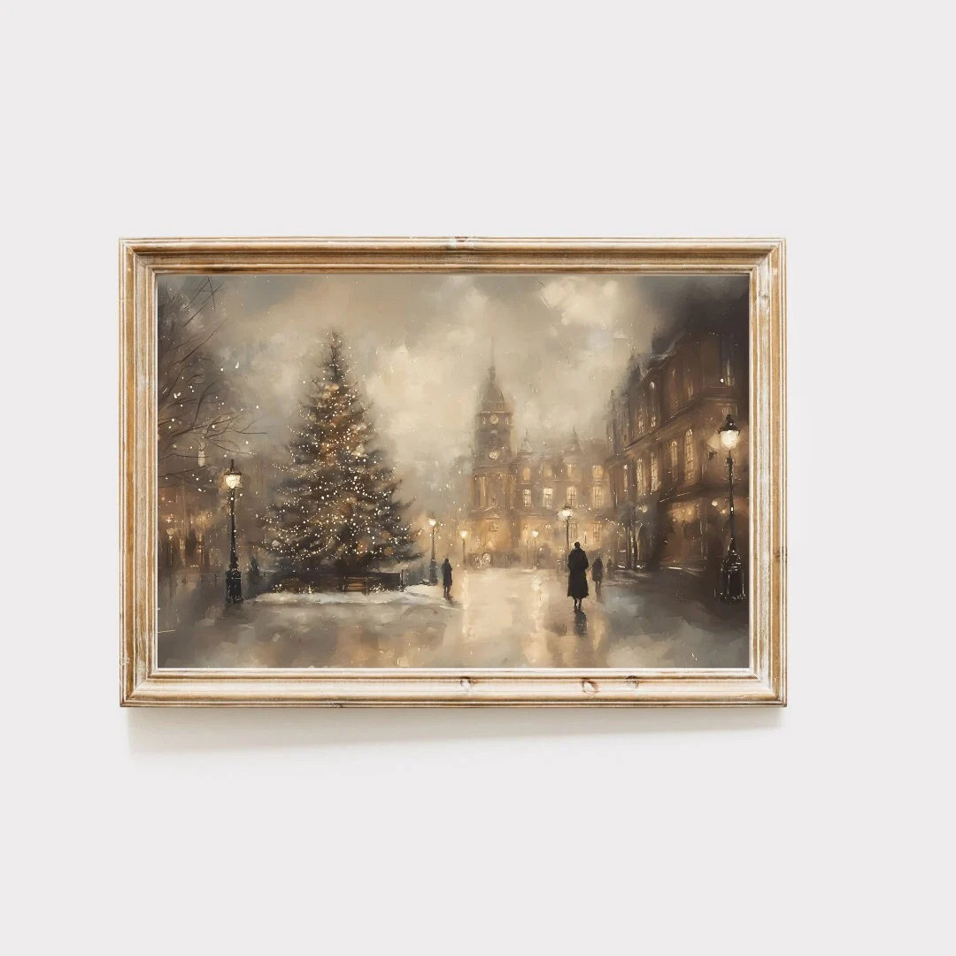 Victorian Christmas Town Art Print, Holiday Decor, Christmas Wall Art, Winter Art Print, Christma... | Etsy (US)