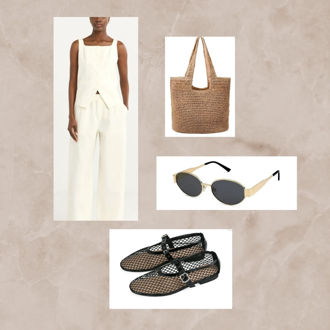 Here comes the sun! Summer ready #neutral #summer #linen #strawbag #retro #sunglasses #flats 

#LTKGiftGuide #LTKSeasonal #LTKTravel