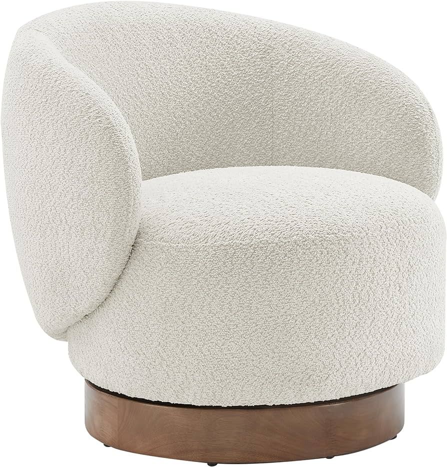 KISLOT Swivel Accent Chair Modern Round Barrel Armchair Upholstered Performance Fabric for Bedroo... | Amazon (US)