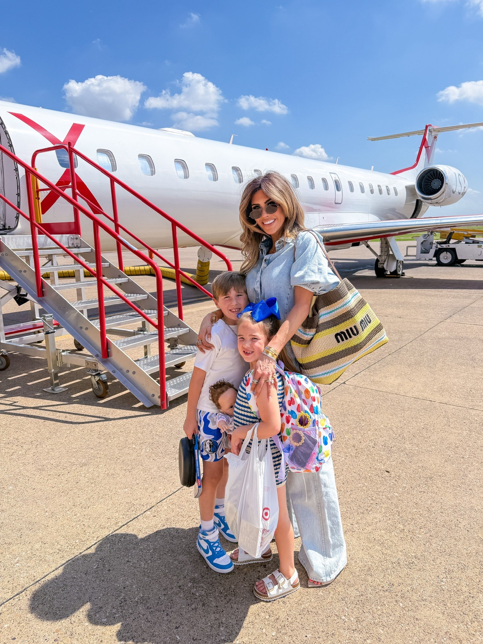 OOTD flying JXS for the first time! Wearing a size small in top and size 26 in the jeans!! 

Summer outfit, Summer outfits, Europe Summer Outfits, Vacation Outfits, Travel Outfits, Denim Top, Denim Jeans, Miu Miu Bag, Sunglasses, Sunglass Roundup, Emily Ann Gemma

#LTKItBag #LTKStyleTip #LTKSummerEdit