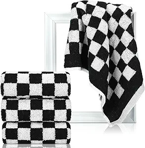 Bathroom Checkered Hand Towels Set of 4 Retro Checkerboard Bath Towels Kitchen Towels Highly Abso... | Amazon (US)