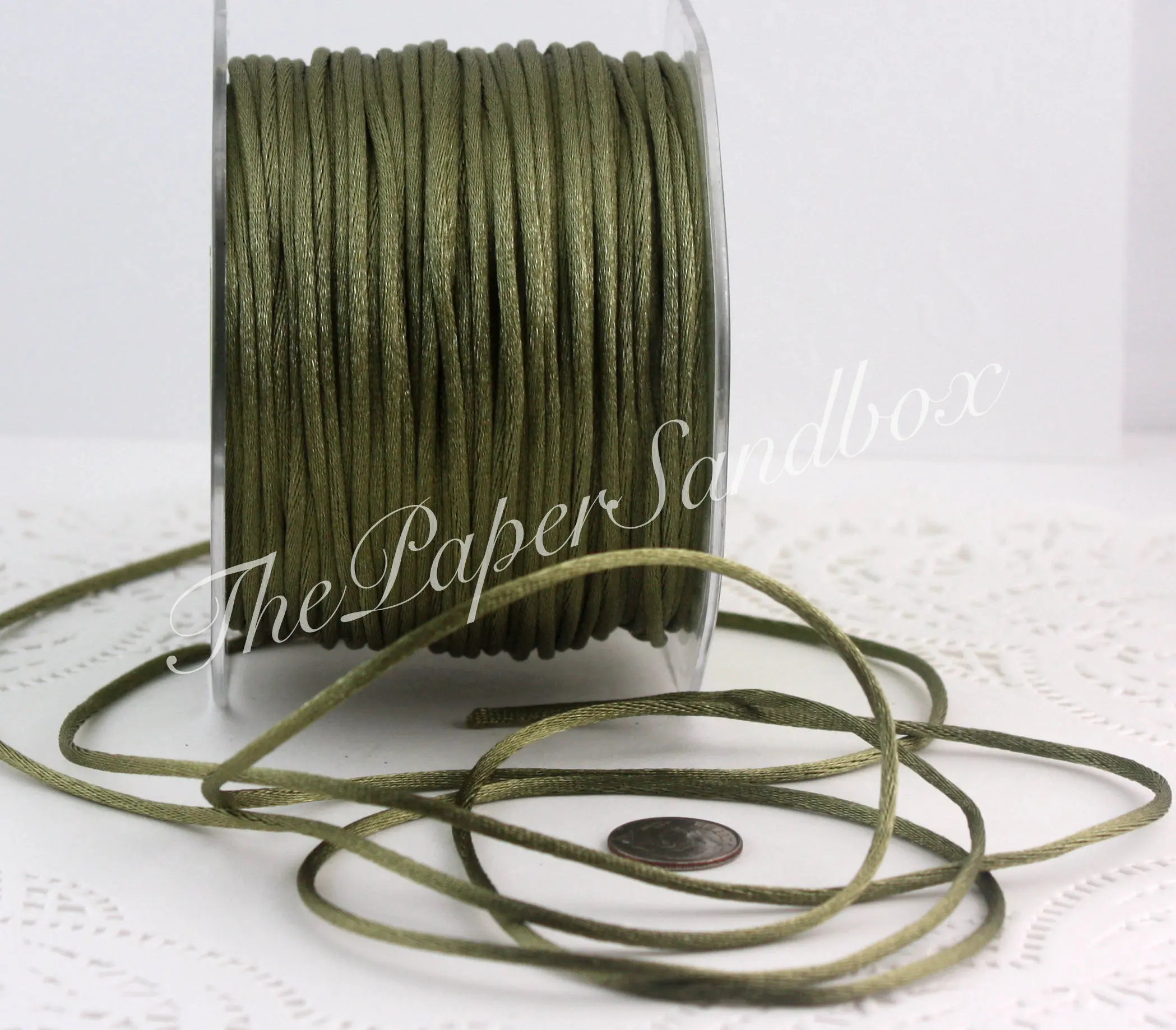 Olive Green Satin Necklace Cord 1/8 Wide by the Yard | Etsy | Etsy (US)