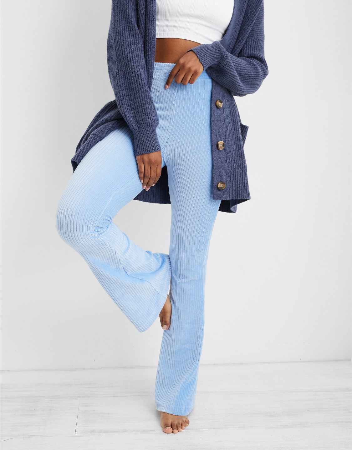 Aerie Groove-On Velour High Waisted Flare Pant | American Eagle Outfitters (US & CA)