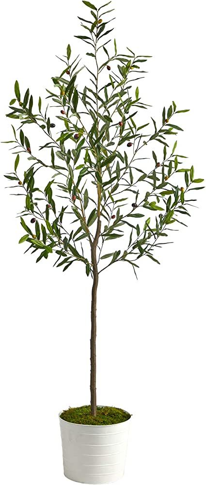 70in. Olive Artificial Tree in White Tin Planter | Amazon (US)