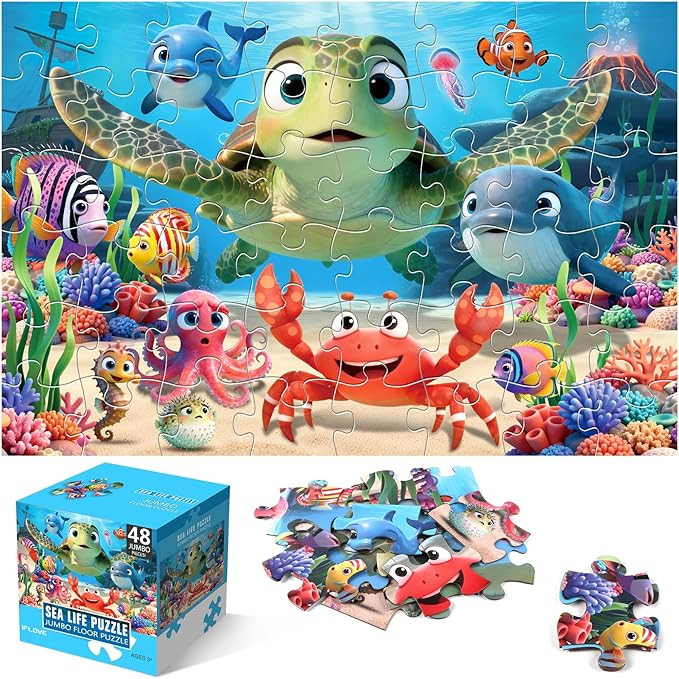 Jumbo Floor Puzzle for Kids,48 Piece Animal Large Jigsaw Puzzles,Learning Educational Toys for To... | Amazon (US)