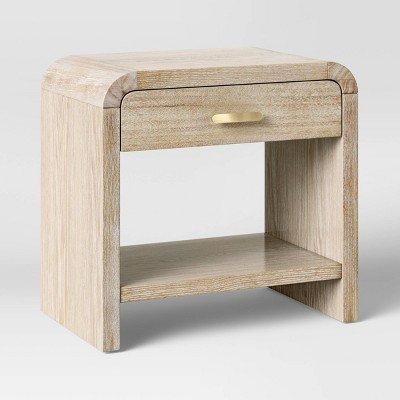 Zebrina Wood Nightstand with Drawer Natural - Threshold™: Bohemian Style, Arched Design, Square Shape, Stained Finish | Target