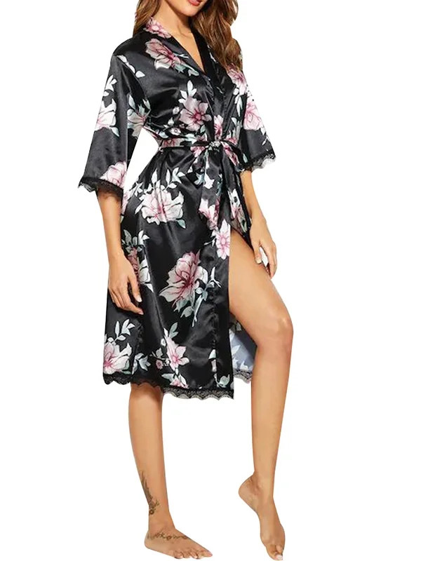 Julymona Womens Floral Print Sleepwear Nightdress Bath Robe - Walmart.com | Walmart (US)