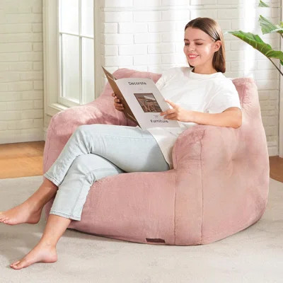 Plush Bean Bag Chair Filled With Foam | Wayfair North America