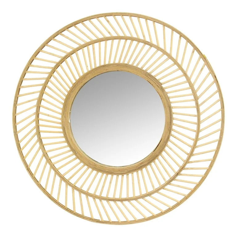 Stratton Home Decor 31.5" Boho Round Kristen Wall Mirror, Natural Wood | Walmart (US)