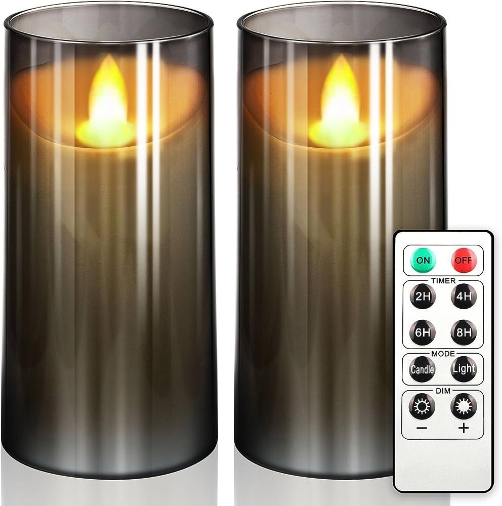 NURADA 3"x6"Flickering Flameless Candles: Unbreakable Glass Battery Operated LED Pillar Candles -... | Amazon (US)