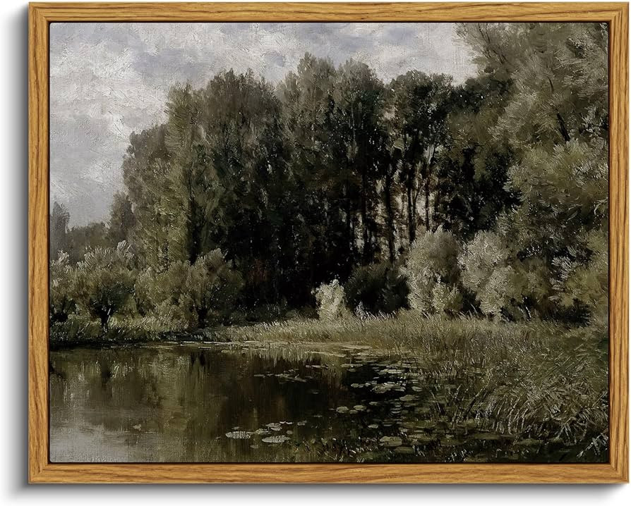 VIYYIEA Framed Canvas Wall Art Home Decor Vintage Landscape Decor Riverside Scenery Prints Rustic... | Amazon (US)