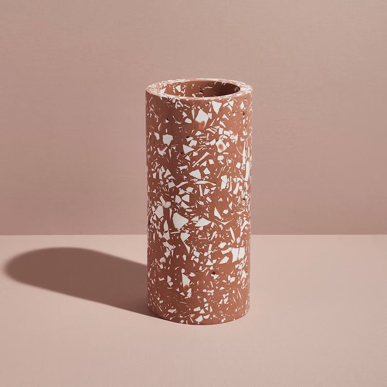 Terracotta Terrazzo Decorative Jesmonite Cylinder Vase | Etsy | Etsy (US)