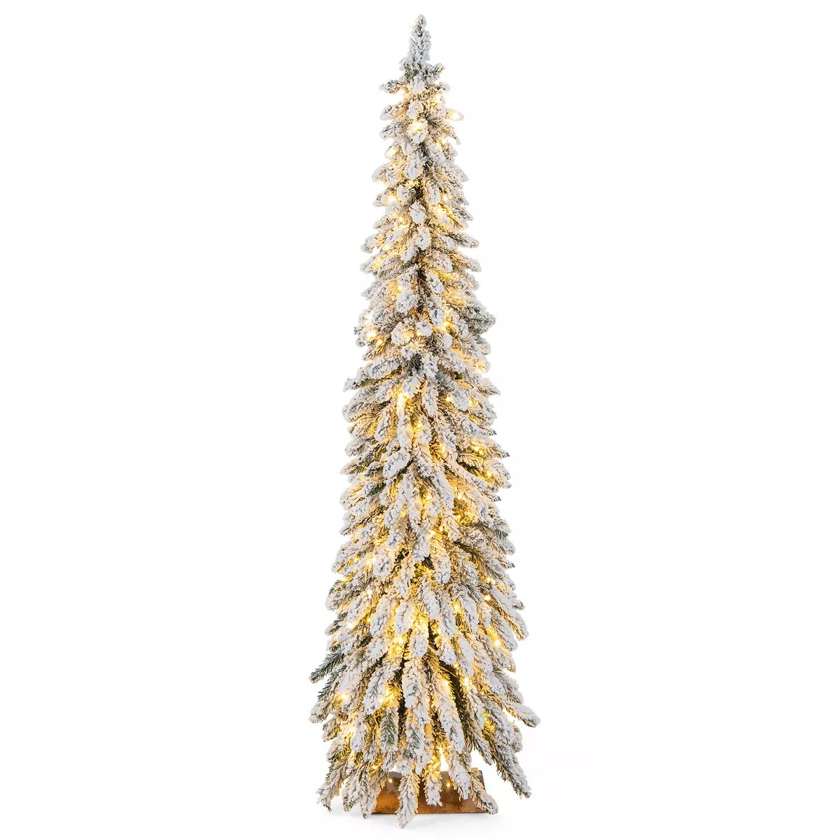 Tangkula 4/5/6FT Pre-lit Artificial Christmas Tree Snow-flocked Xmas Pencil Tree with 225/334/407... | Target