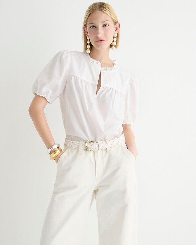 Ruffleneck short-sleeve cotton top | J. Crew US
