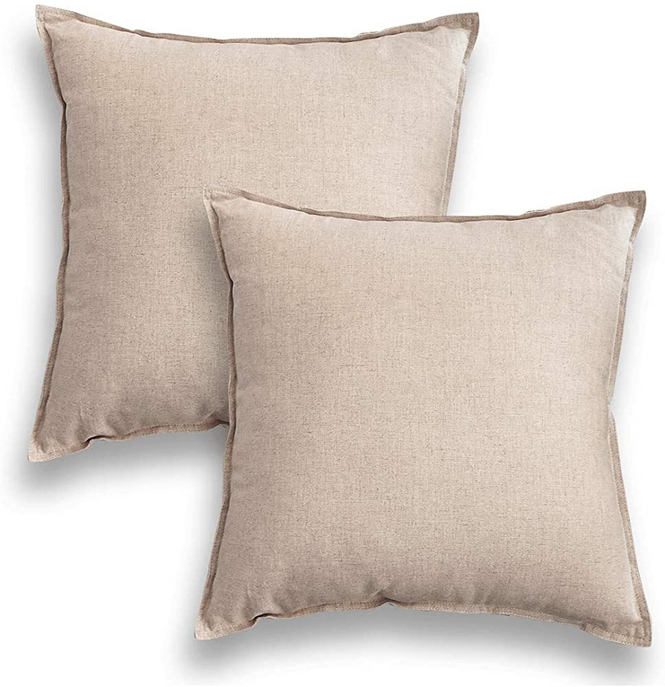 Jeanerlor Set of 2 Decorative Cotton Linen Couch 26"x26" Throw Pillow Case for Sofa Durable Class... | Amazon (US)