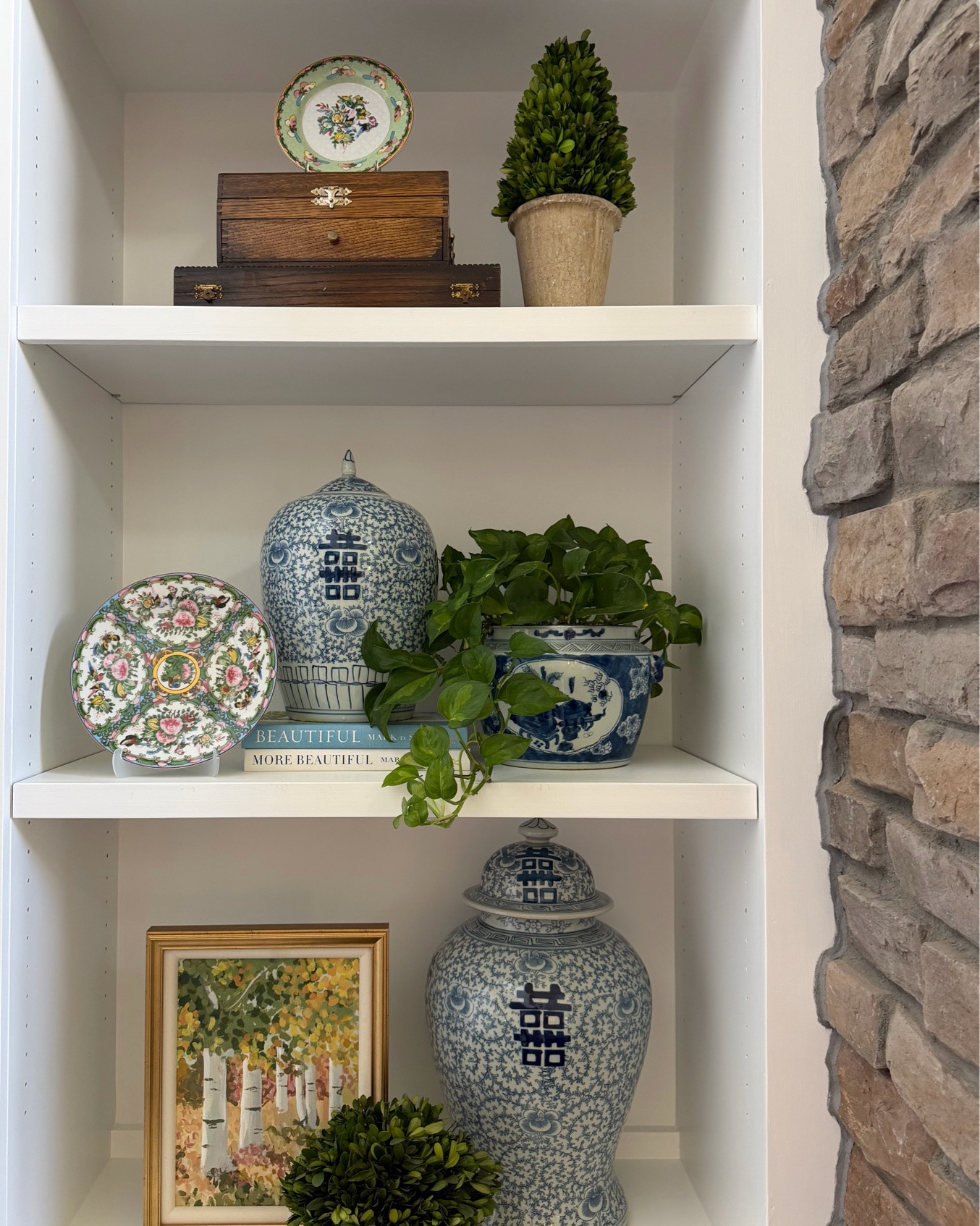 The easiest greenery I own!

These preserved boxwood topiaries are made from real boxwood, and I’ve had mine for 6–8 years. They still look as good as new!

I use them on shelves, kitchen counters, bedside tables and even tablescapes. At Christmas, just add a pretty bow and they’re instantly festive.

My only tip: lightly mist the leaves with water once or twice a year to keep them looking fresh.