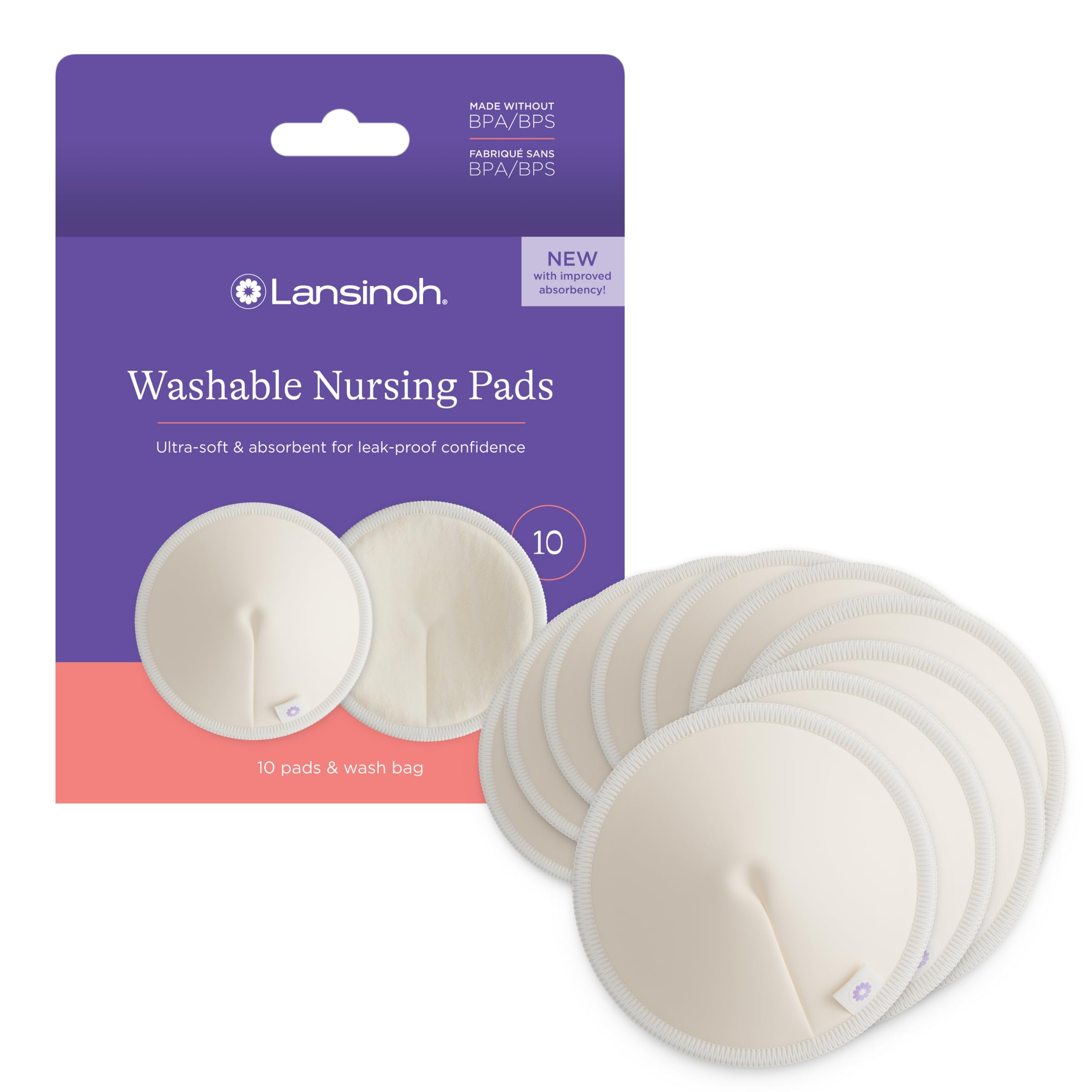 Lansinoh Washable Nursing Pads, Made with Organic Bamboo Viscose, Reusable Breast Pads for Breast... | Amazon (US)