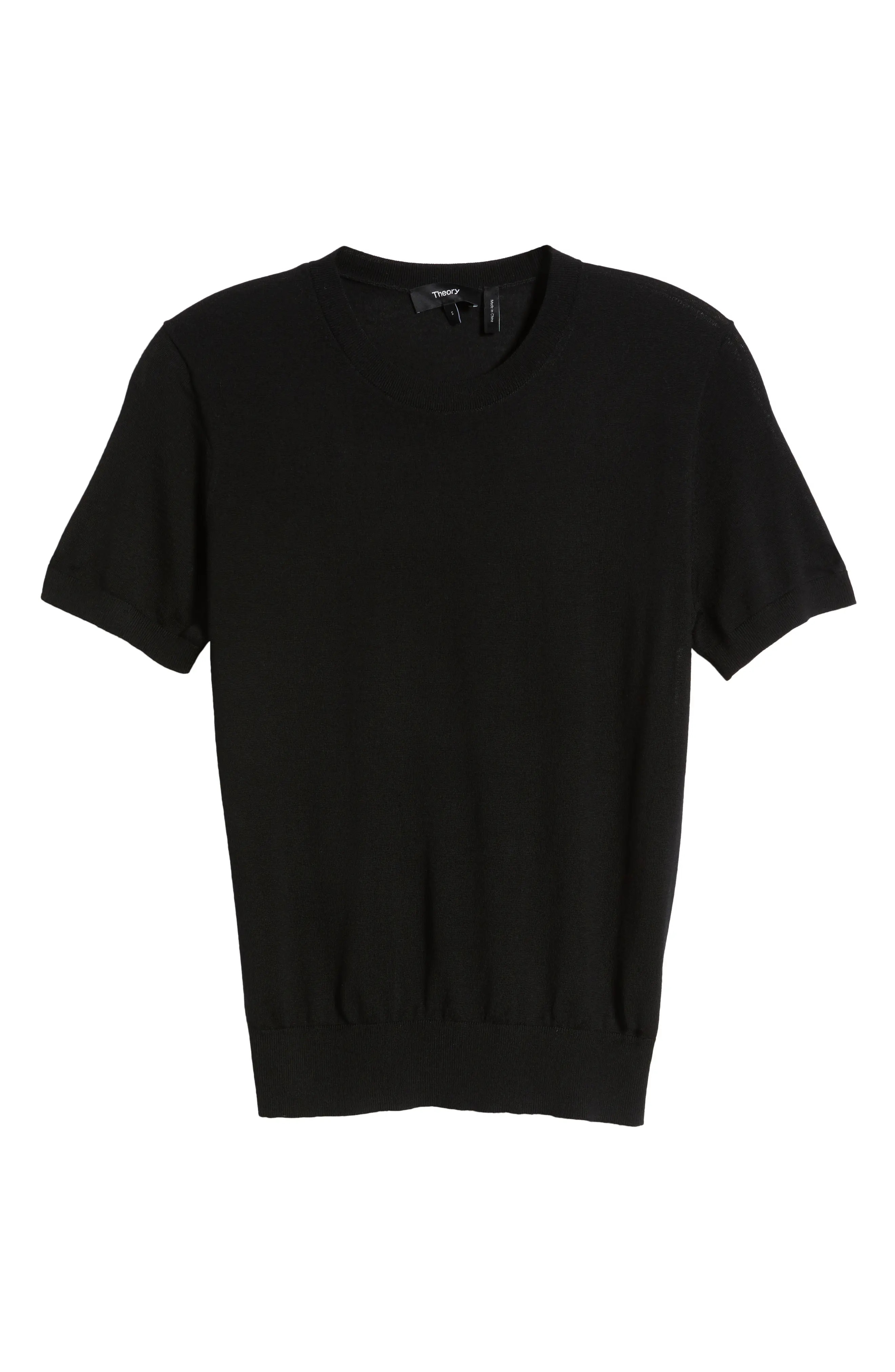 Theory Regal Short Sleeve Wool Sweater in Ash Blue at Nordstrom, Size Small | Nordstrom