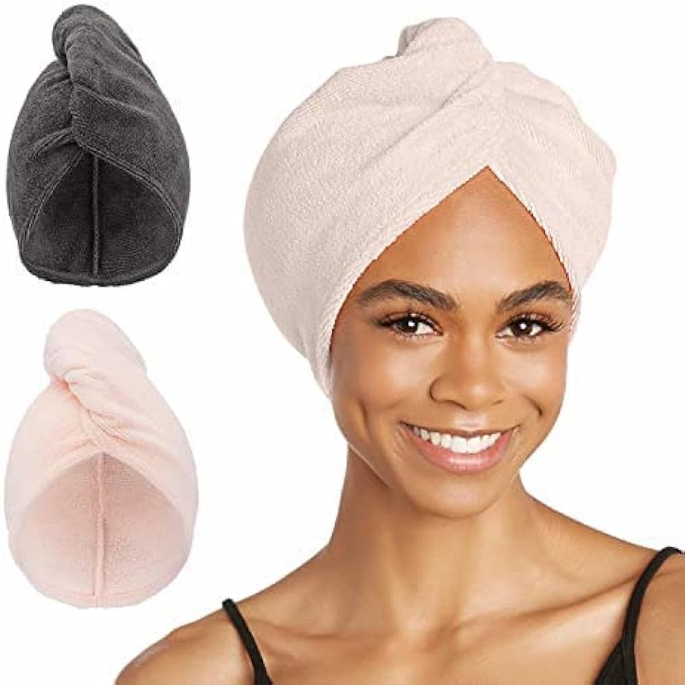 Turbie Twist Microfiber Hair Towel Wrap for Women and Men | 2 Pack | Bathroom Essential Accessori... | Amazon (US)