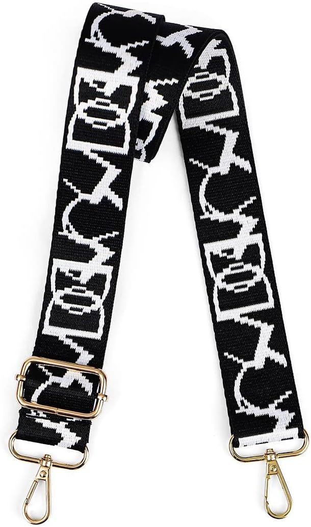 Lekesky Purse Strap Replacement Crossbody, Black & White Letter Printed Purse Strape for Women, A... | Amazon (US)