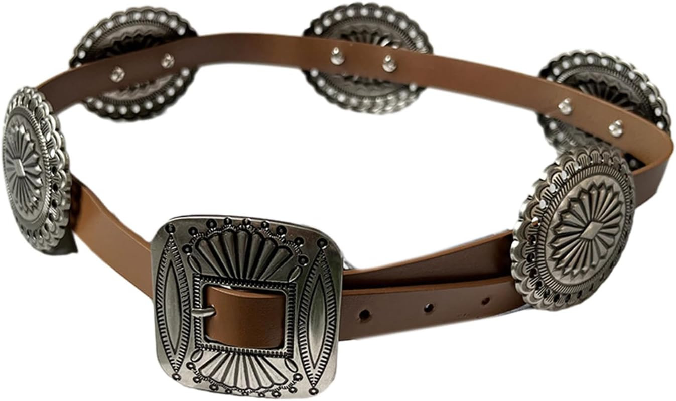National Carved Floral Buckle Waist Belt PU Adjustable Belt Hot Girl Women Waist Belt For Coat Skirts Jeans Western S | Amazon (US)