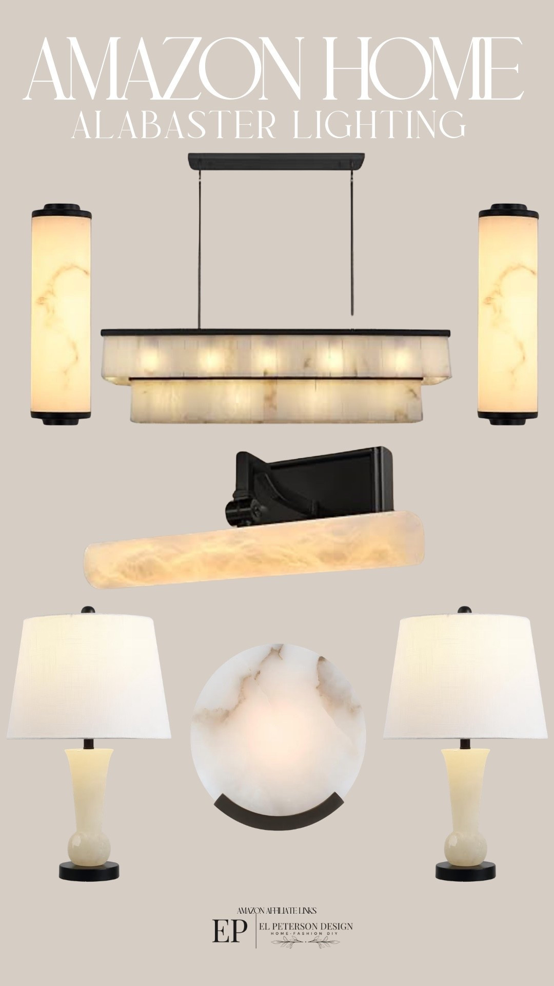Amazon
Alabaster Lighting
Wall sconce
Table lamp
Chandelier
Picture light 

#LTKHome