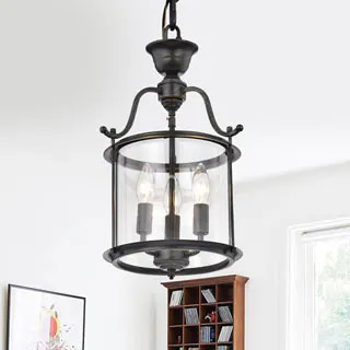 Carlota 3-light Clear Glass Foyer Pendant Chandelier - N/A | Bed Bath & Beyond