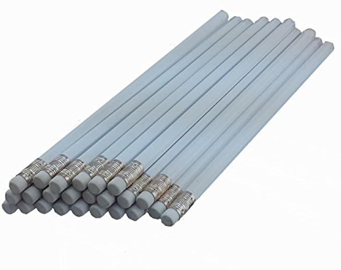 ezpencils - White Barrel Pencils with White Eraser and Silver Ferrule - 36 pkg - Non-Smudge Eraser - | Amazon (US)