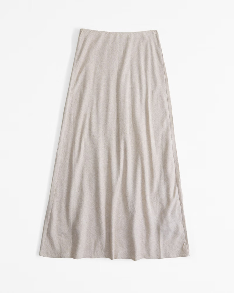 Mid Rise Linen-Blend Maxi Skirt | Abercrombie & Fitch (US)