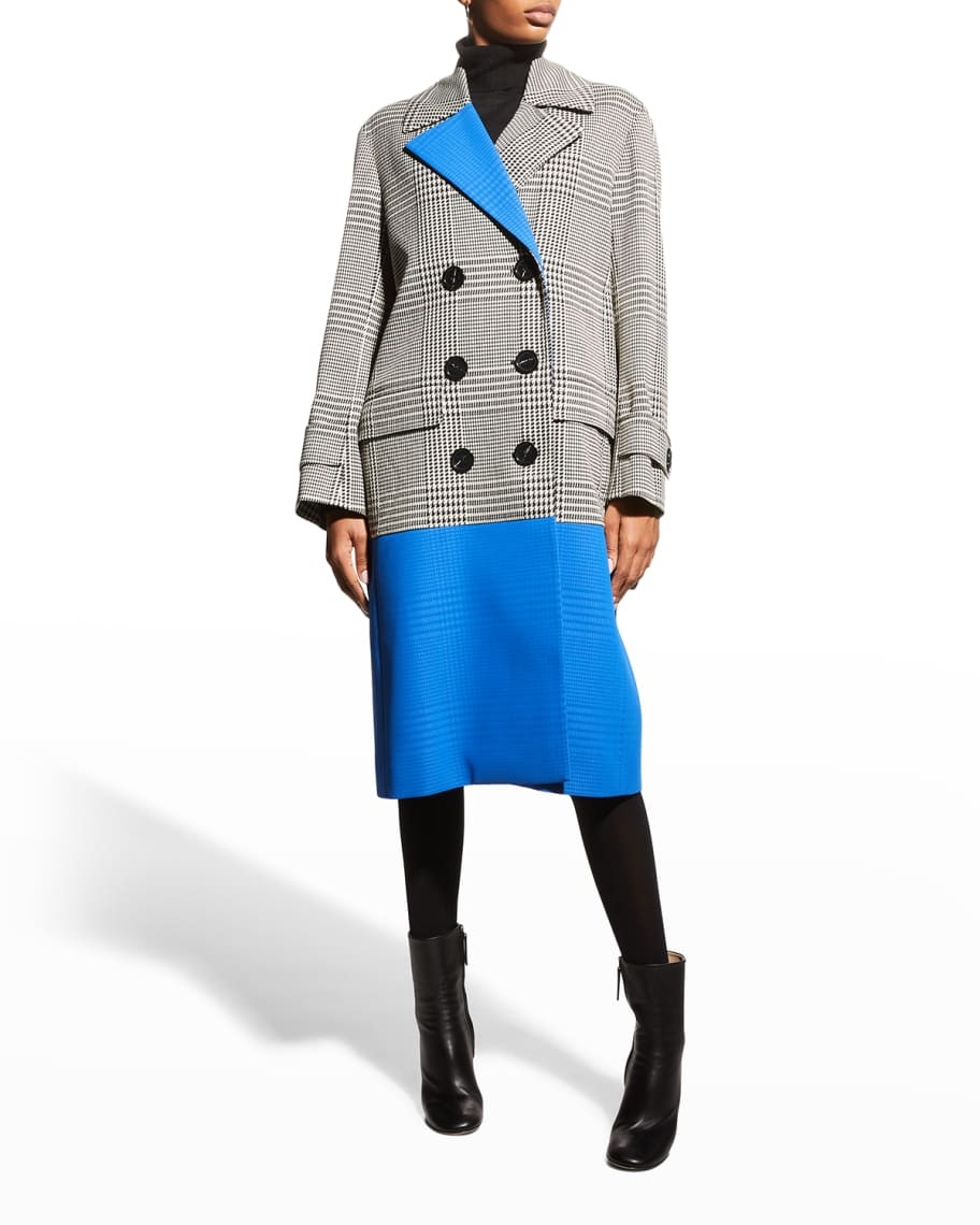 Nina Ricci Colorblock Houndstooth Double-Breasted Trench Coat | Neiman Marcus