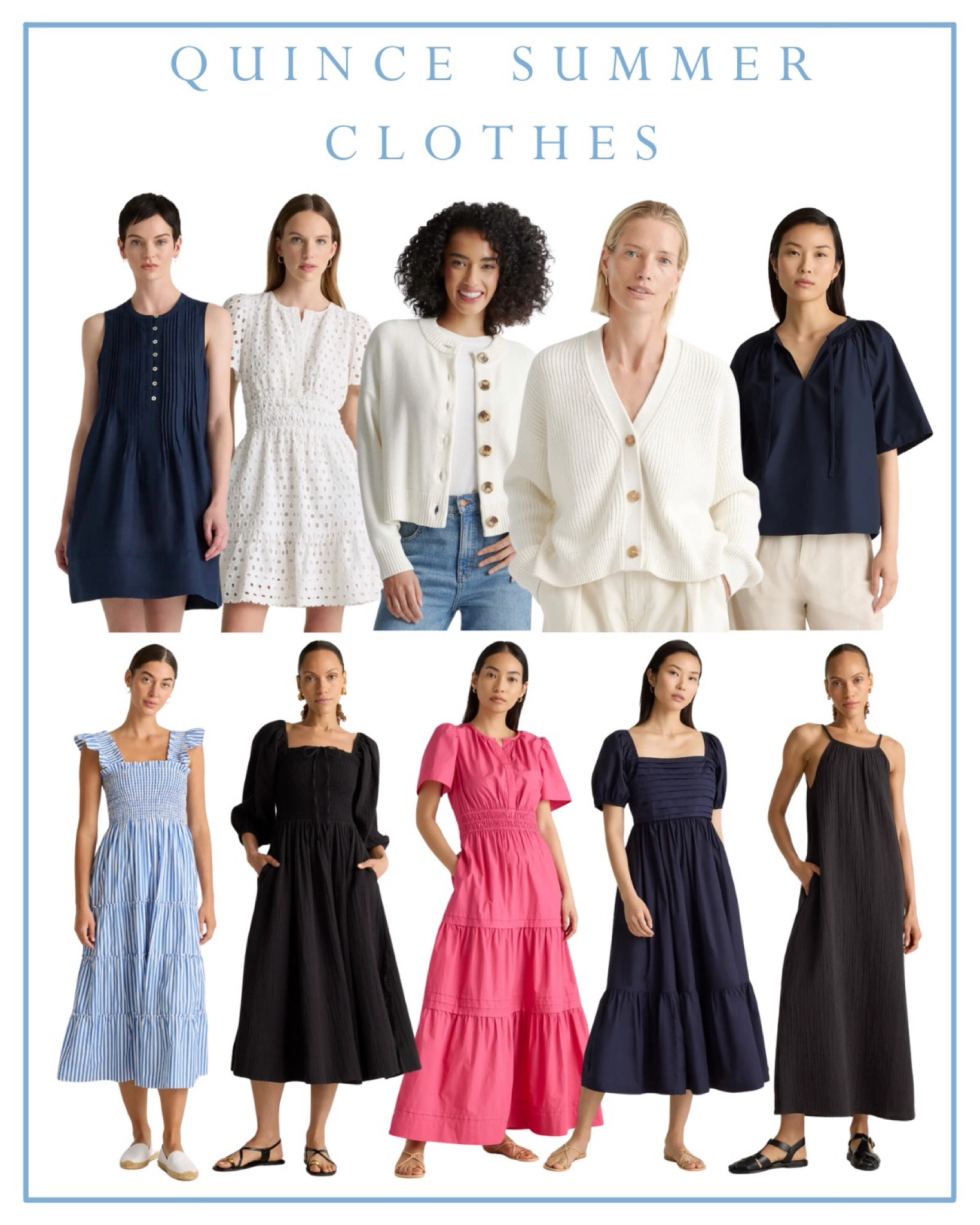 Best Quince clothing for summer: cardigans, sweaters, mini dresses, midi dresses, maxi dresses, nap dress, cotton, linen, poplin, gauze, Hill House, Anthropologie, Jenni Kayne, Abercrombiee

#LTKSeasonal #LTKFindsUnder100 #LTKWorkwear