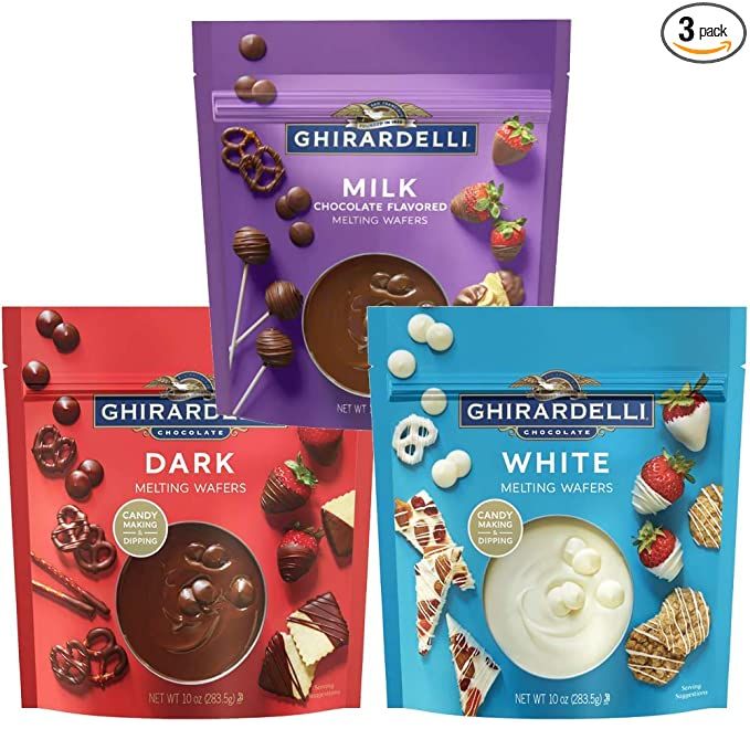 Ghirardelli Melting Wafers Bundle, Milk Chocolate, Dark Chocolate, White Chocolate, Set of 3-10oz... | Amazon (US)