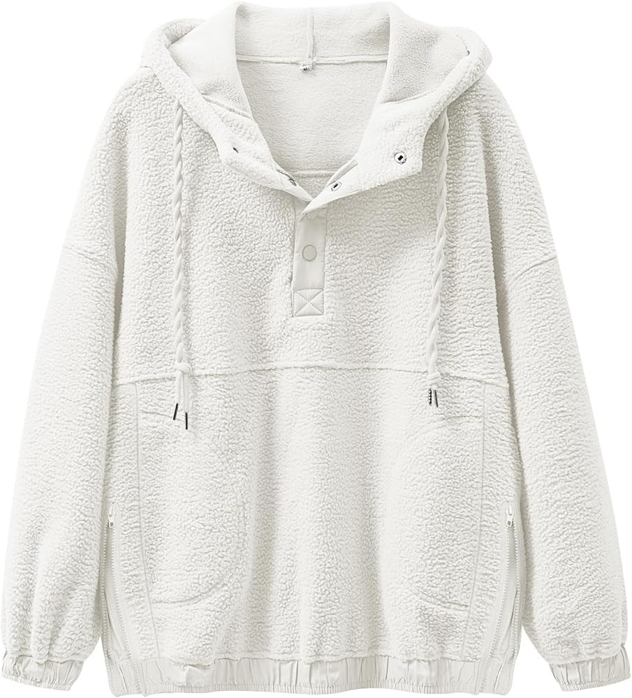 ANRABESS Womens Sherpa Fuzzy Fleece Hoodie Oversized Sweatshirt Cozy Button Sweater Pullover with... | Amazon (US)