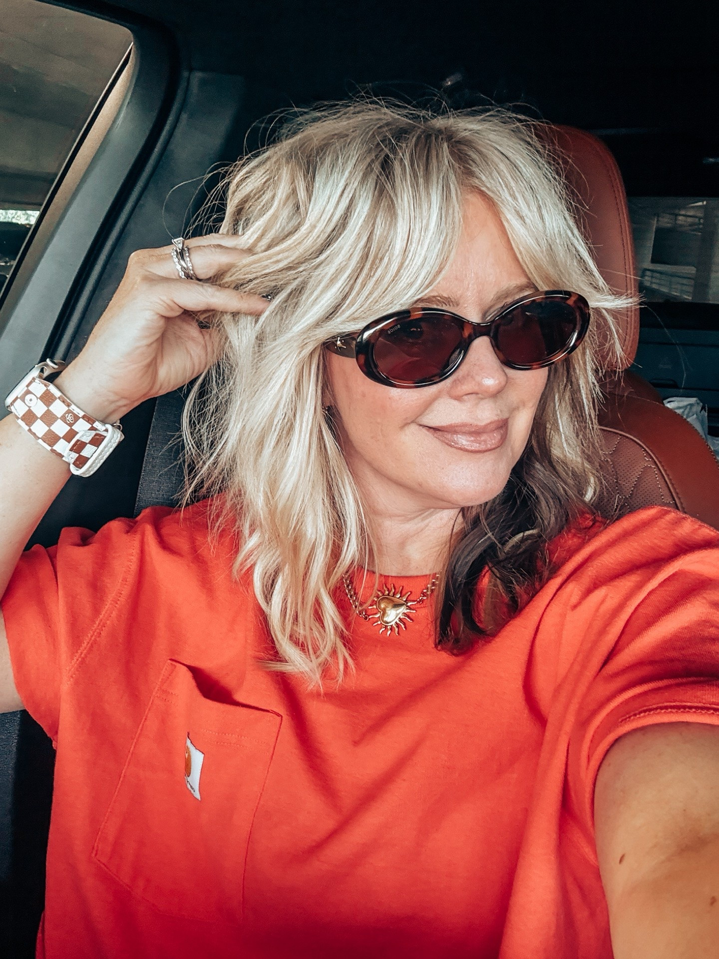 Cutie sunglasses and love mens Carhartt tee I cut off. ✂️
I do a medium in the mens Carhartt tees. 
✨My necklace is twisted silver girls club at Twisted Silver on IG. Save on it with code MANDIE50 (it’s two bracelets to add together and they make a necklace + cute earrings) 
My watchband is Sparklbands on IG

#LTKOver40