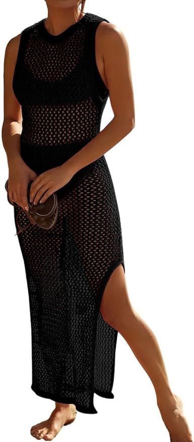 Bsubseach Crochet Cover Ups for Swimwear Women Hollow Out Swimsuit Coverup Backless Bikini Beach ... | Amazon (US)