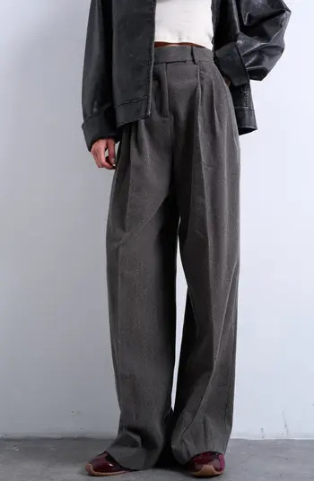 Herringbone Pleated Wide Leg Pants | Nordstrom