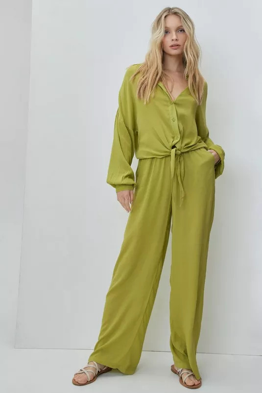 Crinkle Viscose Cover Up Wide Leg Pants | Nasty Gal (US)