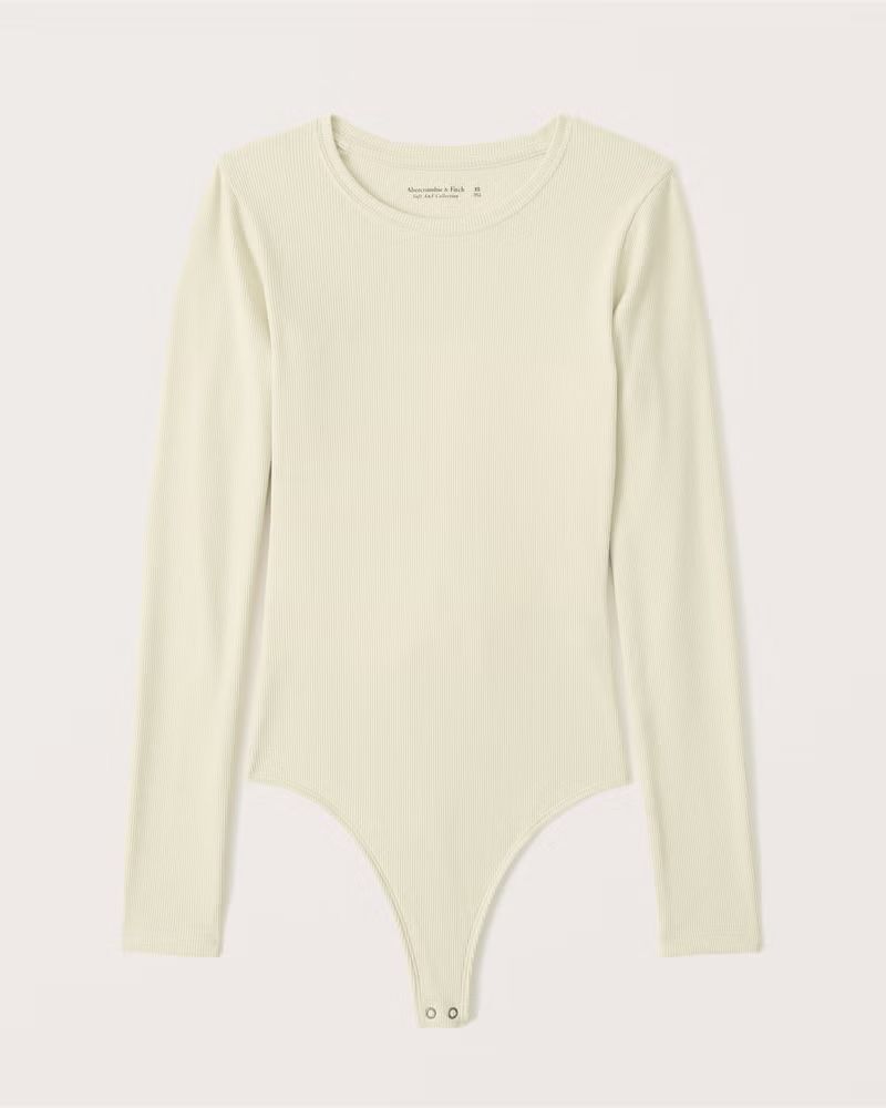 Long-Sleeve Ribbed Crew Bodysuit | Abercrombie & Fitch (US)