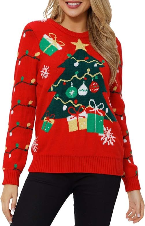 VENTELAN Women's Christmas Sweater Funny Christmas Tree Ugly Pullover Snowflake Long Sleeve Sweat... | Amazon (US)