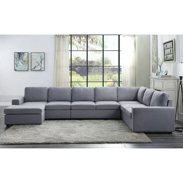 147" Tifton Light Gray 7-Piece Modular Sectional Sofa Chaise - Walmart.com | Walmart (US)