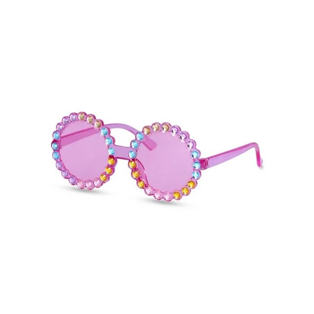 Justice Girls Embellished Pink Round Sunglasses | Walmart (US)